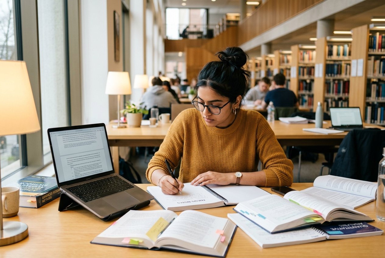 Student writing a thesis